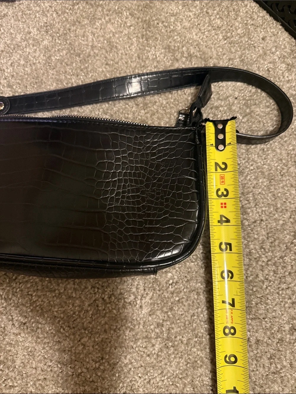 Classic Black Croc-Embossed Wristlet Handbag